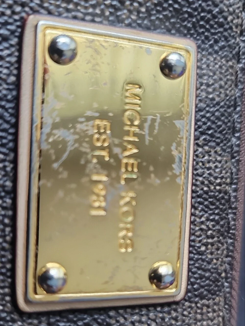 Michael Kors Black Logo Zip-Around Wallet with Gold Plaque